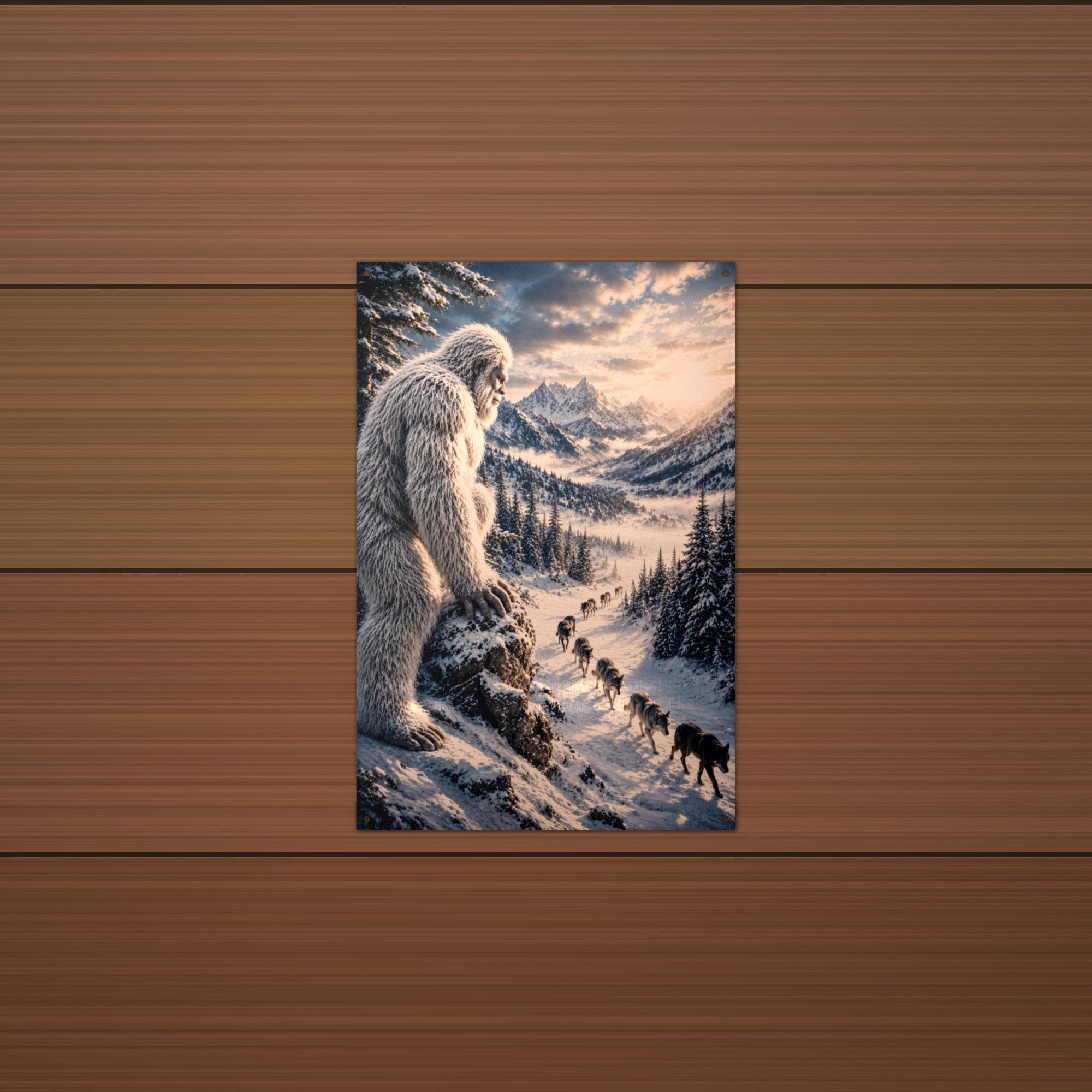 Wolf Pack Yeti Metal Sign Bigfoot Aluminum Sign — detail view