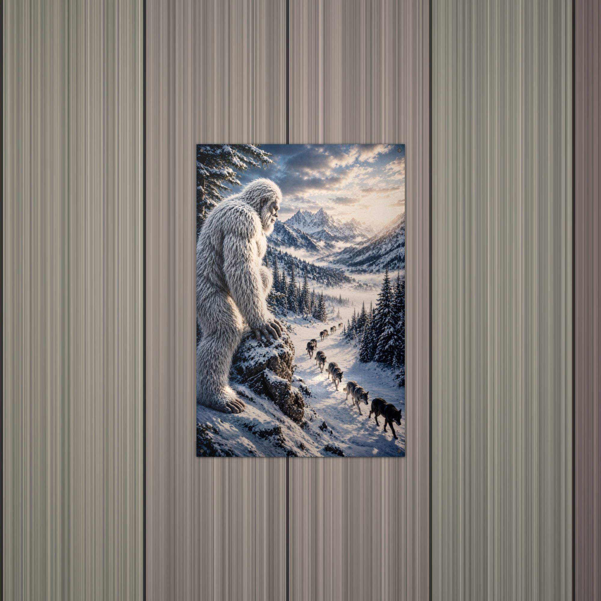 Wolf Pack Yeti Metal Sign Bigfoot Aluminum Sign — alternate angle
