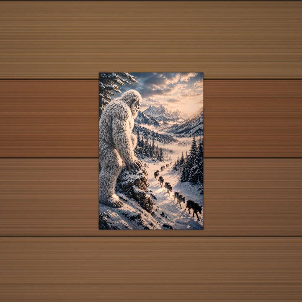 Wolf Pack Yeti Metal Sign Bigfoot Aluminum Sign — alternate angle
