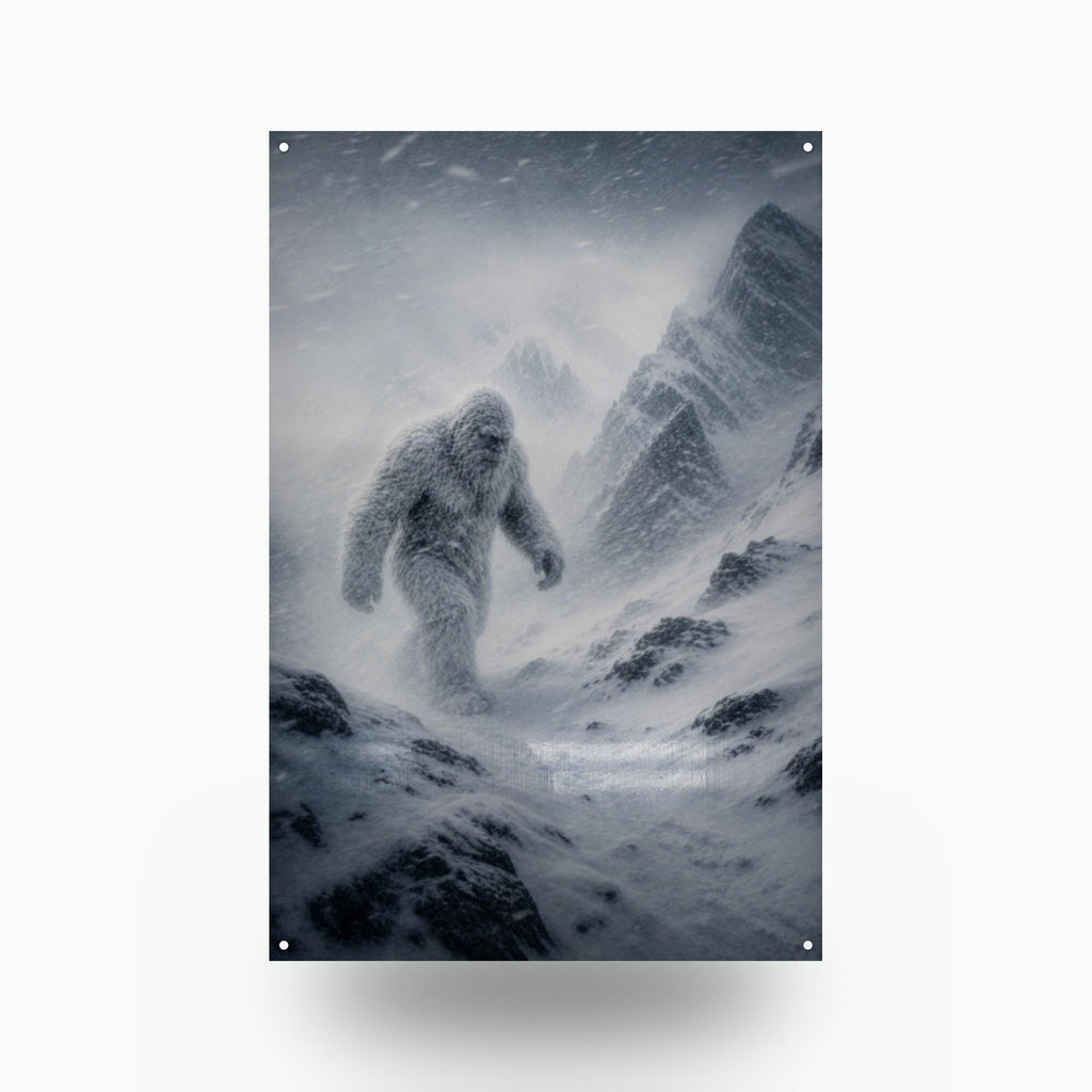 Blizzard Climb Yeti Metal Sign Bigfoot Aluminum Sign — front view on white background