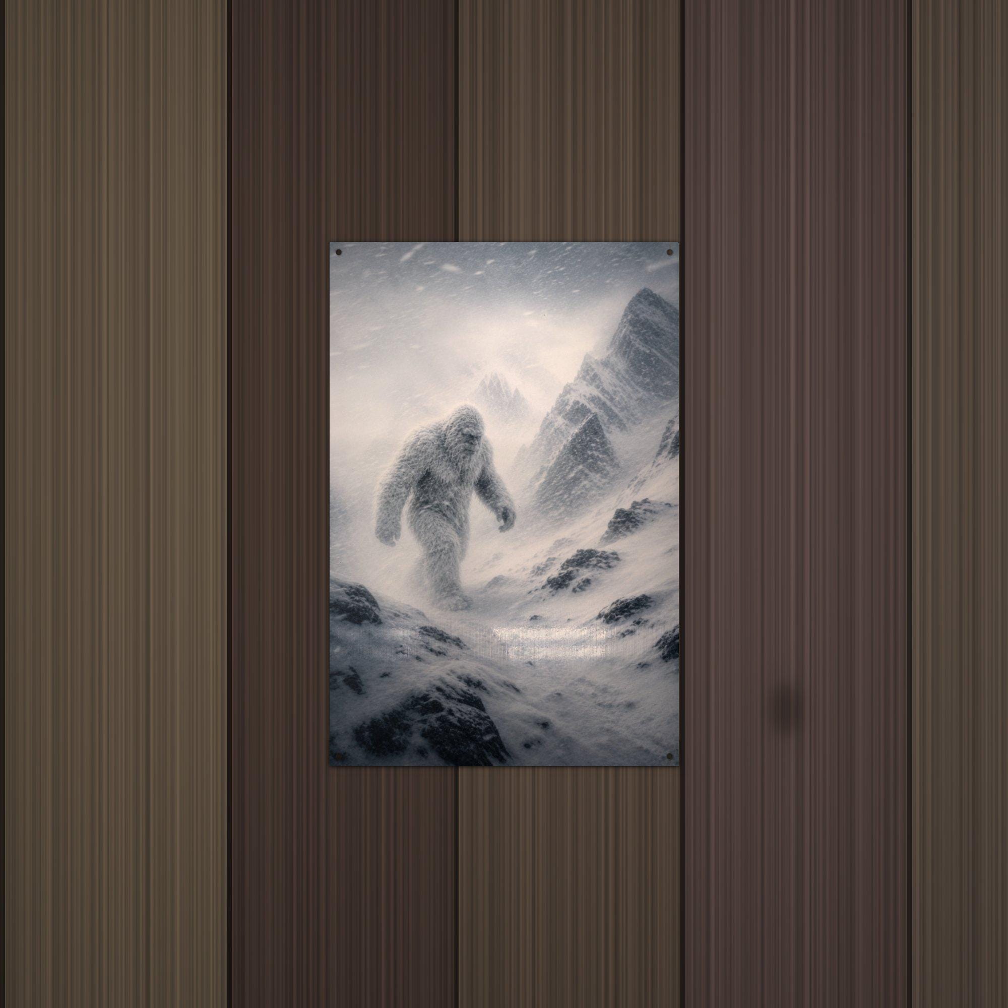Blizzard Climb Yeti Metal Sign Bigfoot Aluminum Sign — alternate angle