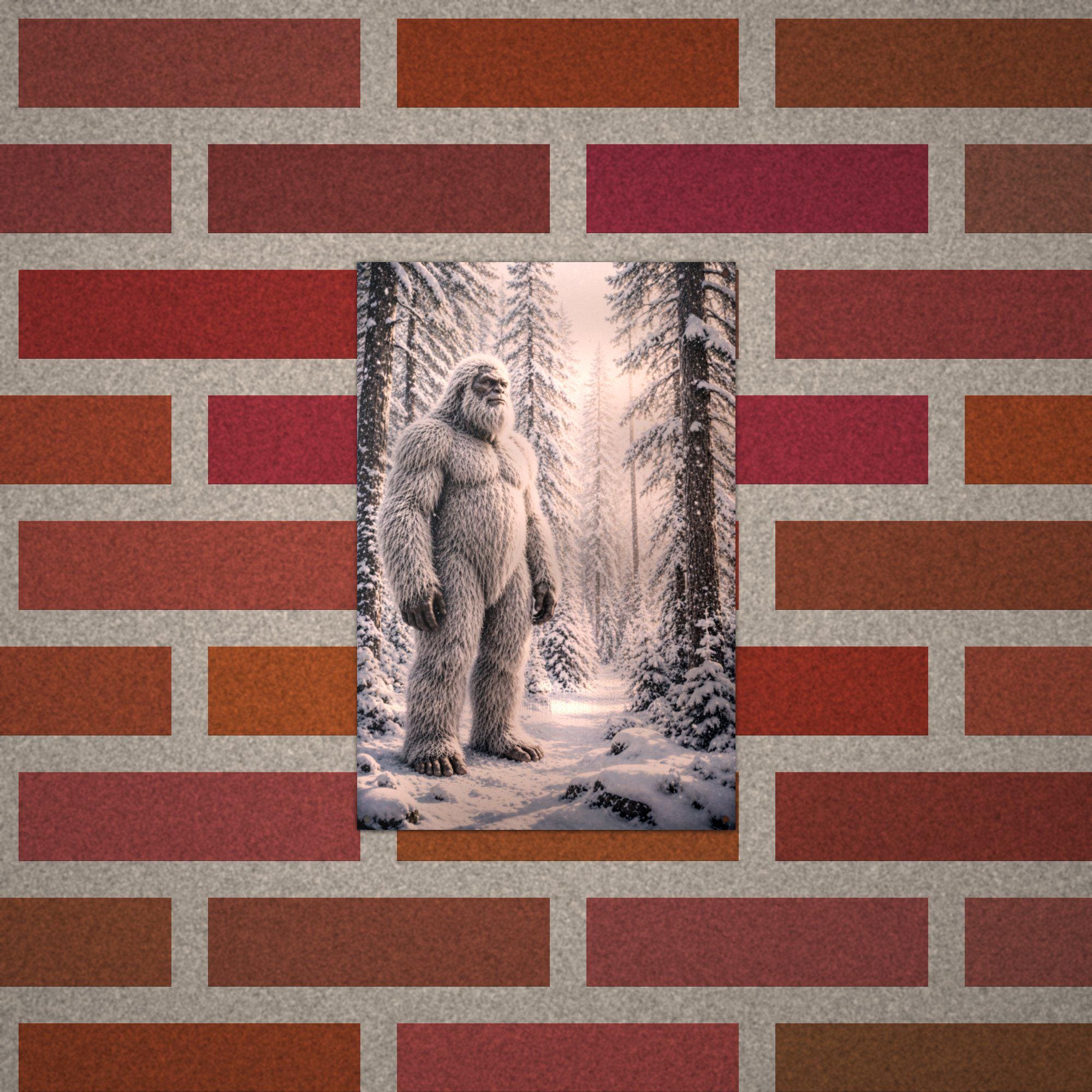 Snowy Path Yeti Metal Sign Bigfoot Aluminum Sign — alternate angle