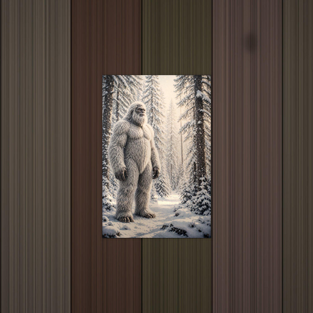 Snowy Path Yeti Metal Sign Bigfoot Aluminum Sign — alternate angle