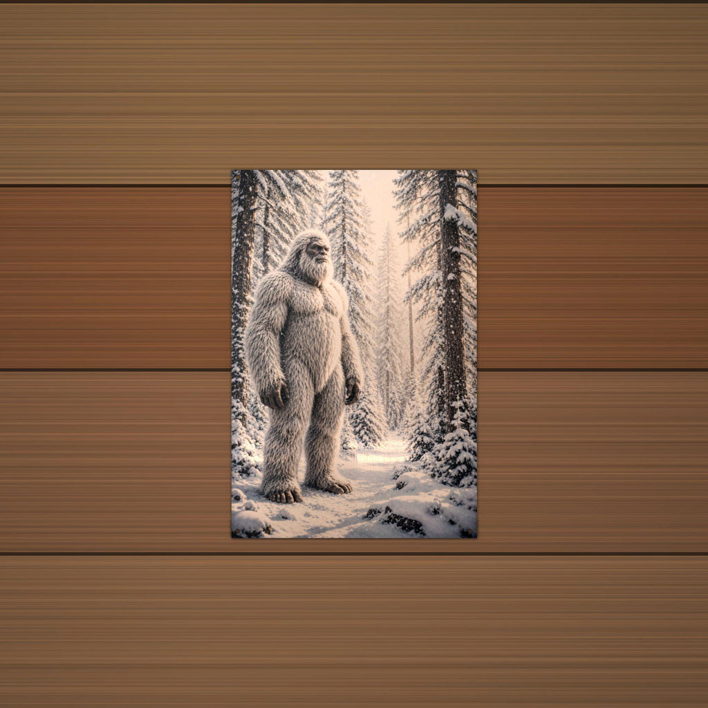 Snowy Path Yeti Metal Sign Bigfoot Aluminum Sign — alternate angle