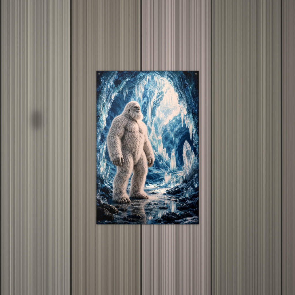 Blue Cave Yeti Metal Sign Bigfoot Aluminum Sign — alternate angle