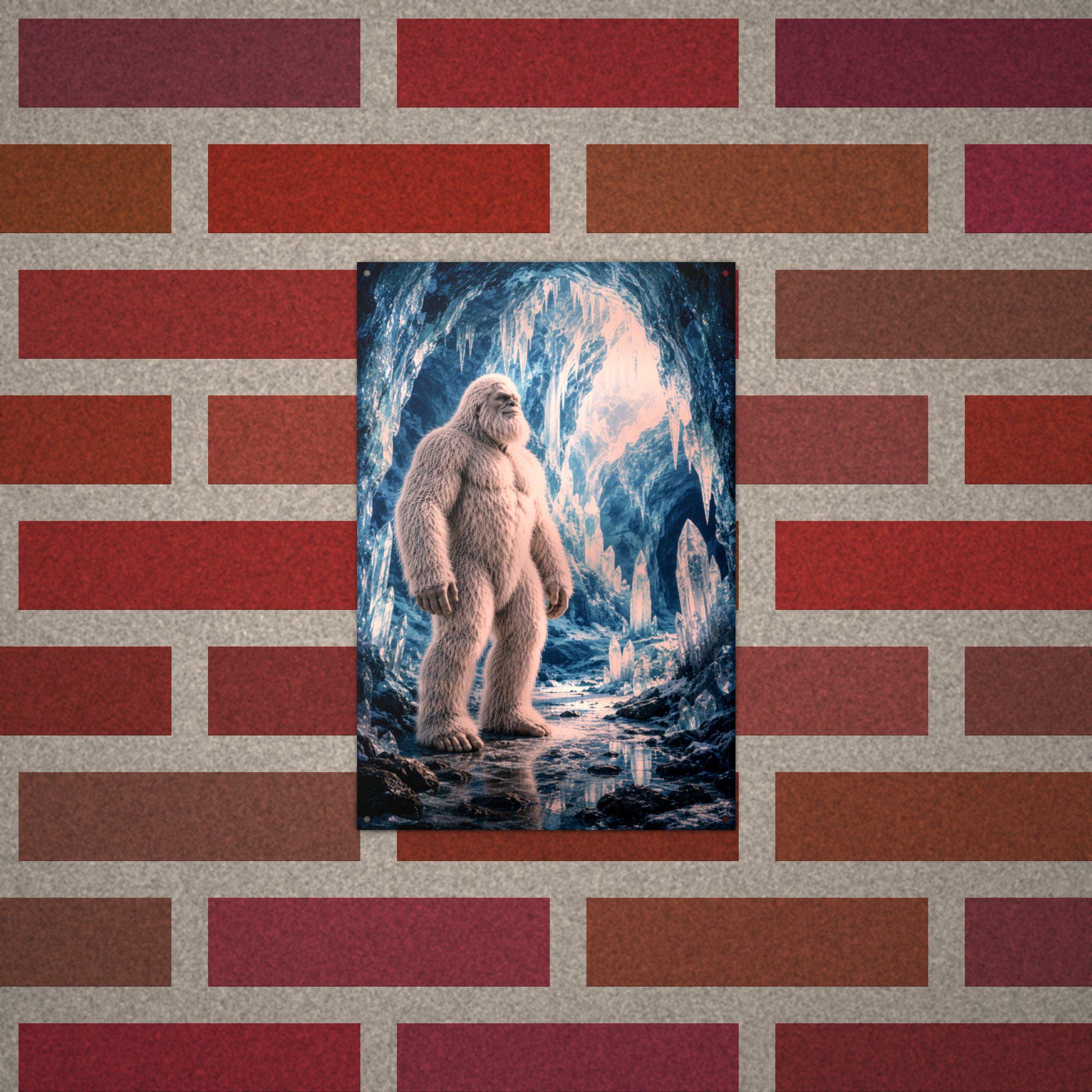 Blue Cave Yeti Metal Sign Bigfoot Aluminum Sign — alternate angle
