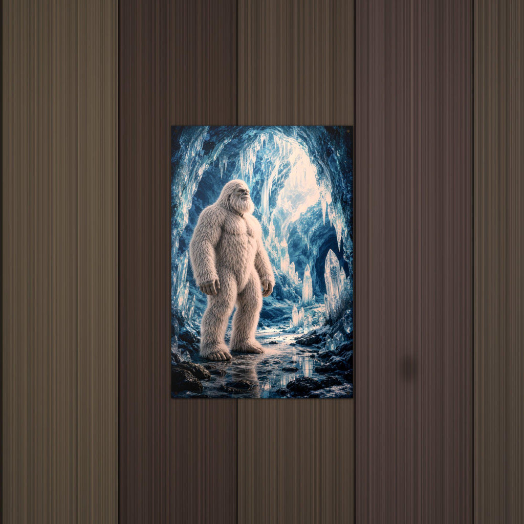 Blue Cave Yeti Metal Sign Bigfoot Aluminum Sign — alternate angle