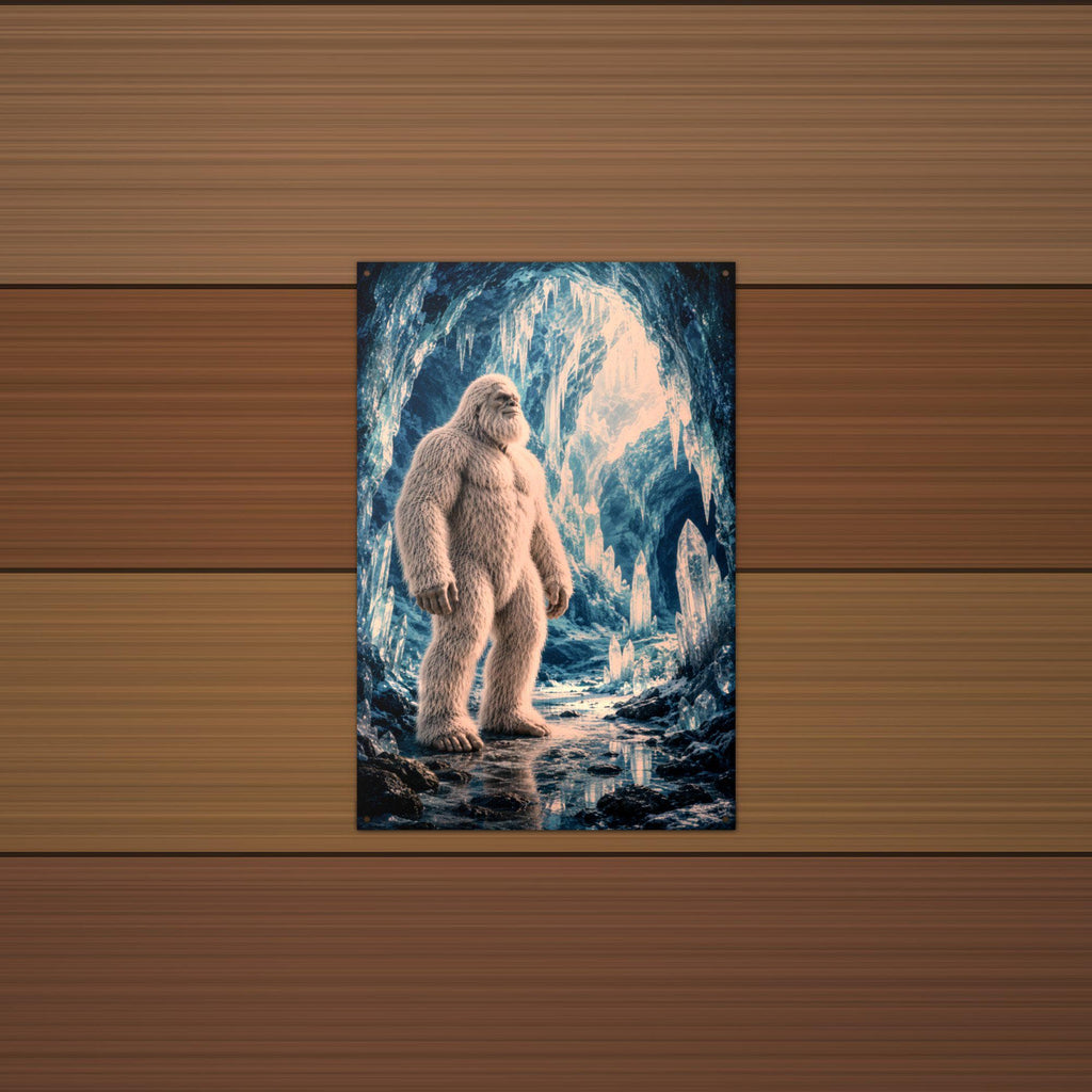 Blue Cave Yeti Metal Sign Bigfoot Aluminum Sign — alternate angle