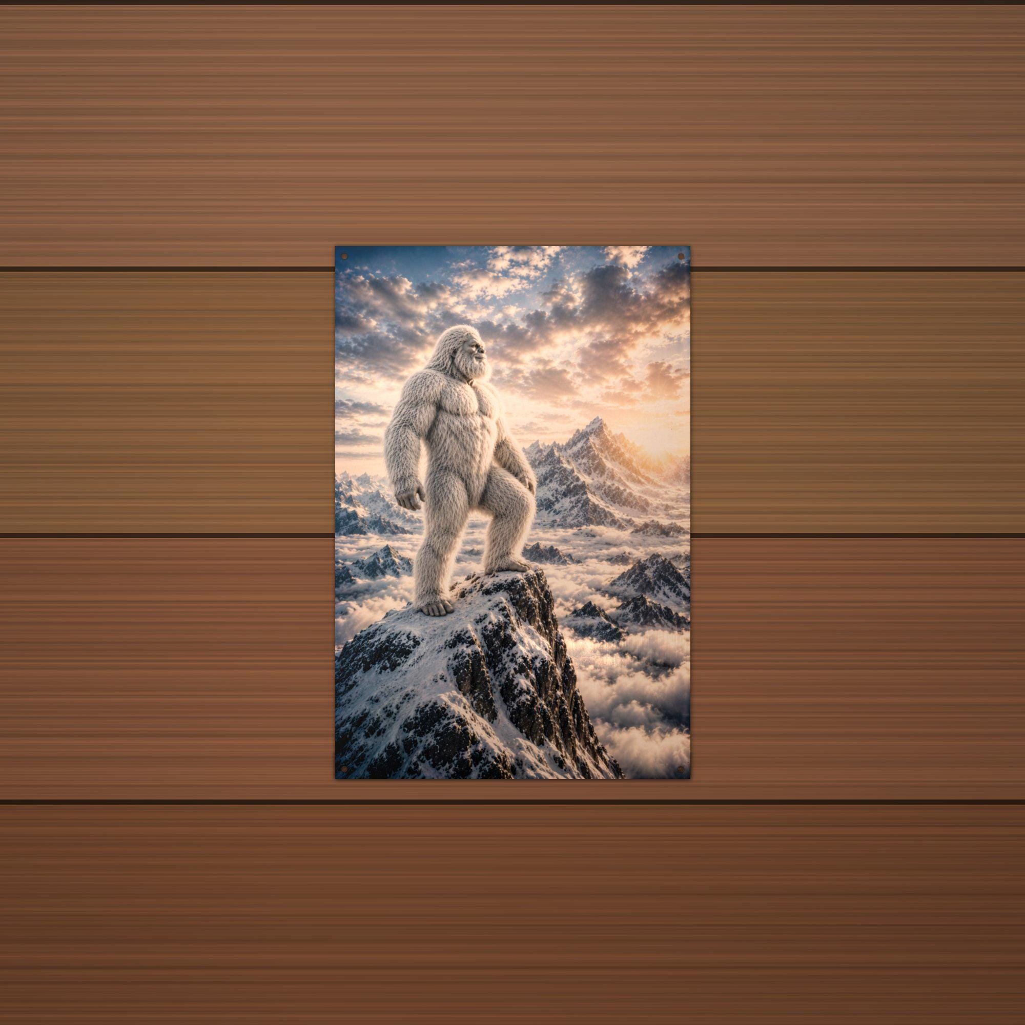 Summit Sunset Yeti Metal Sign Bigfoot Aluminum Sign — detail view