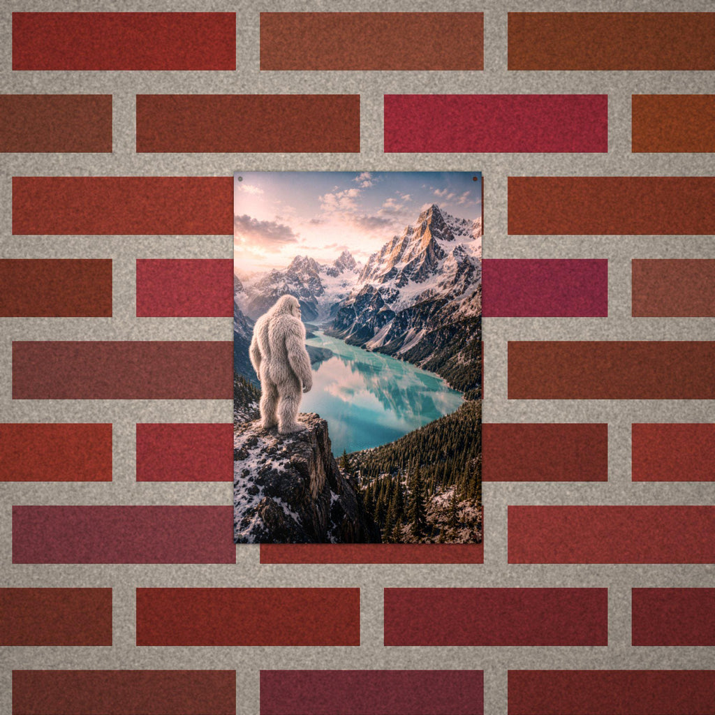 Alpine Lake Yeti Metal Sign Wood Sign — alternate angle