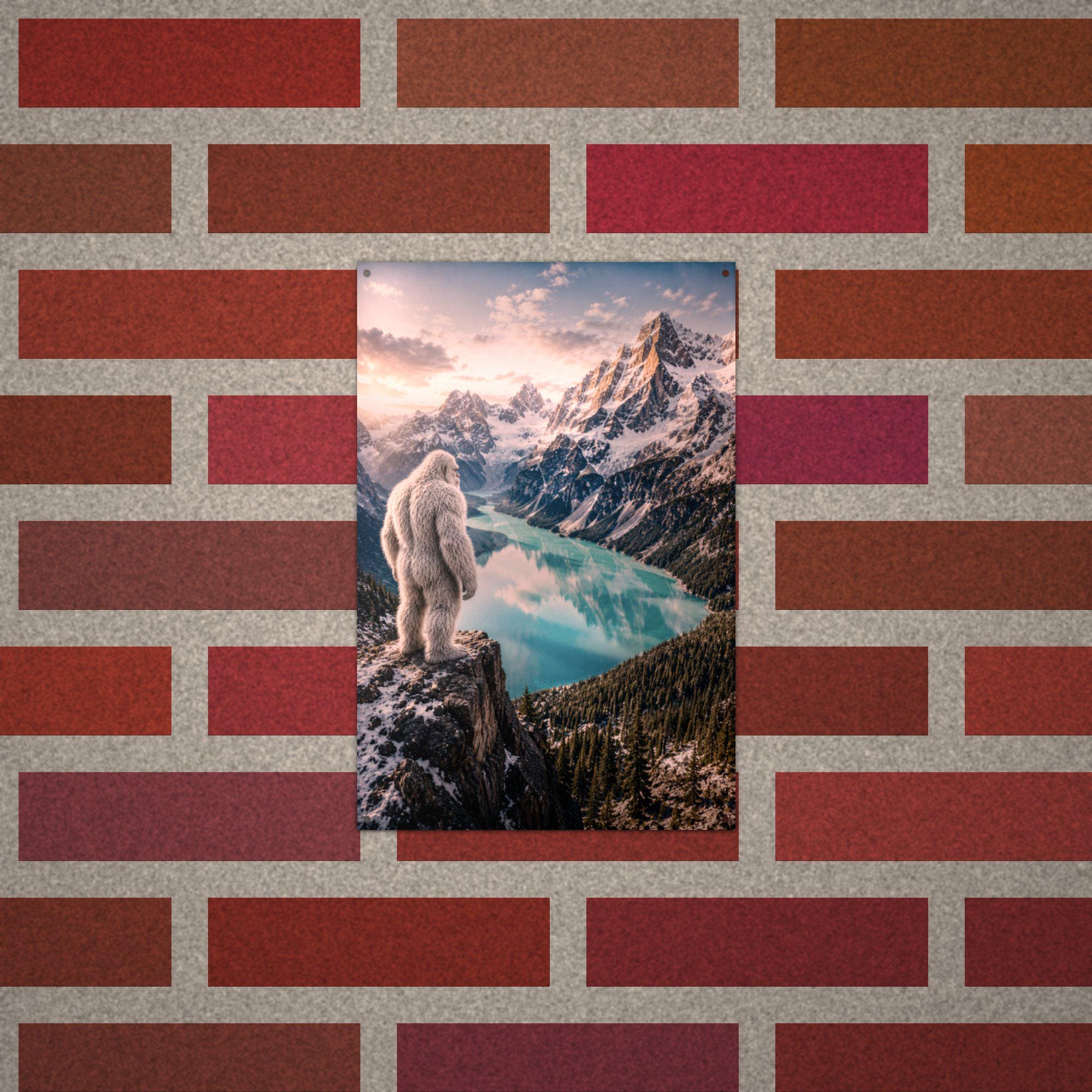Alpine Lake Yeti Metal Sign Wood Sign — alternate angle