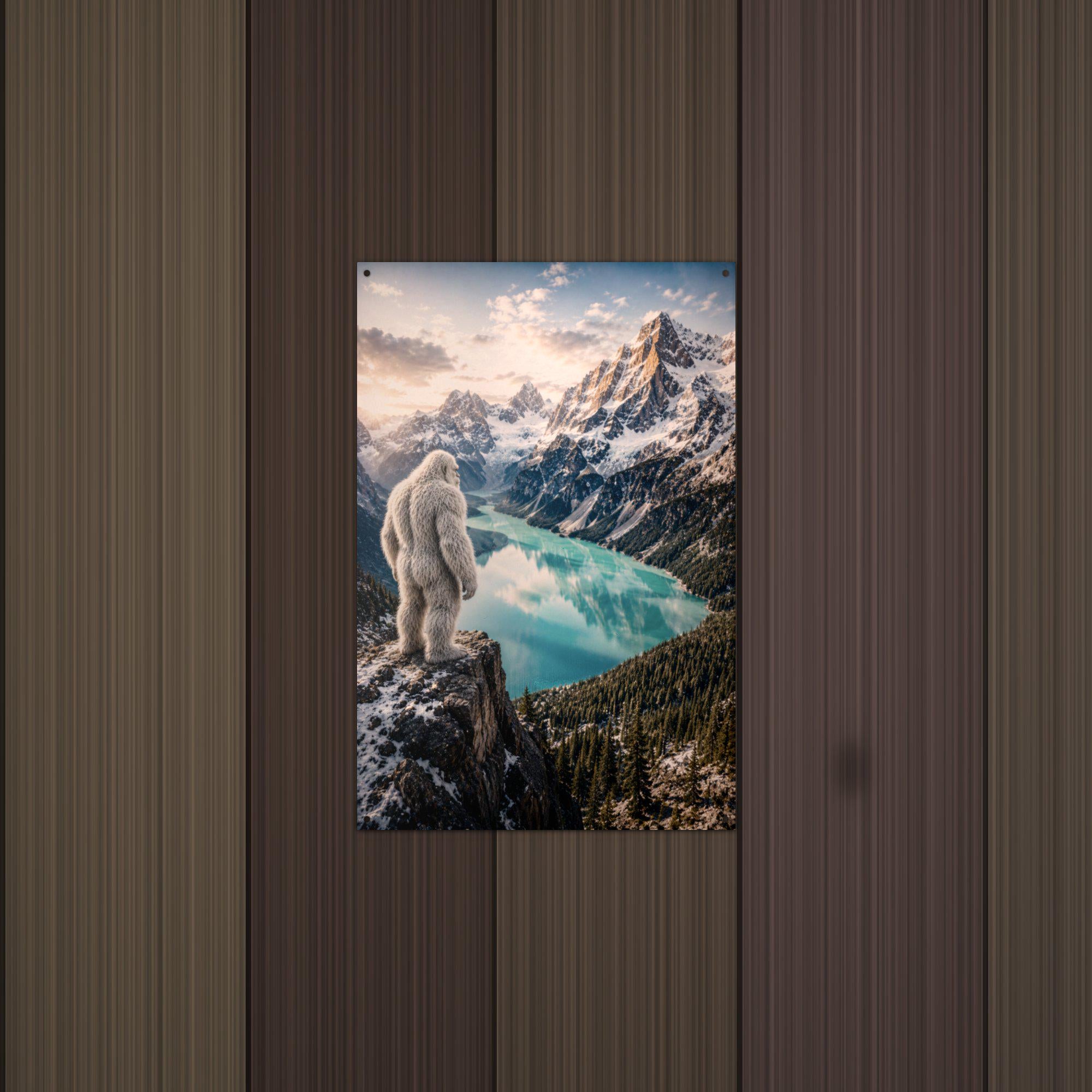 Alpine Lake Yeti Metal Sign Wood Sign — alternate angle