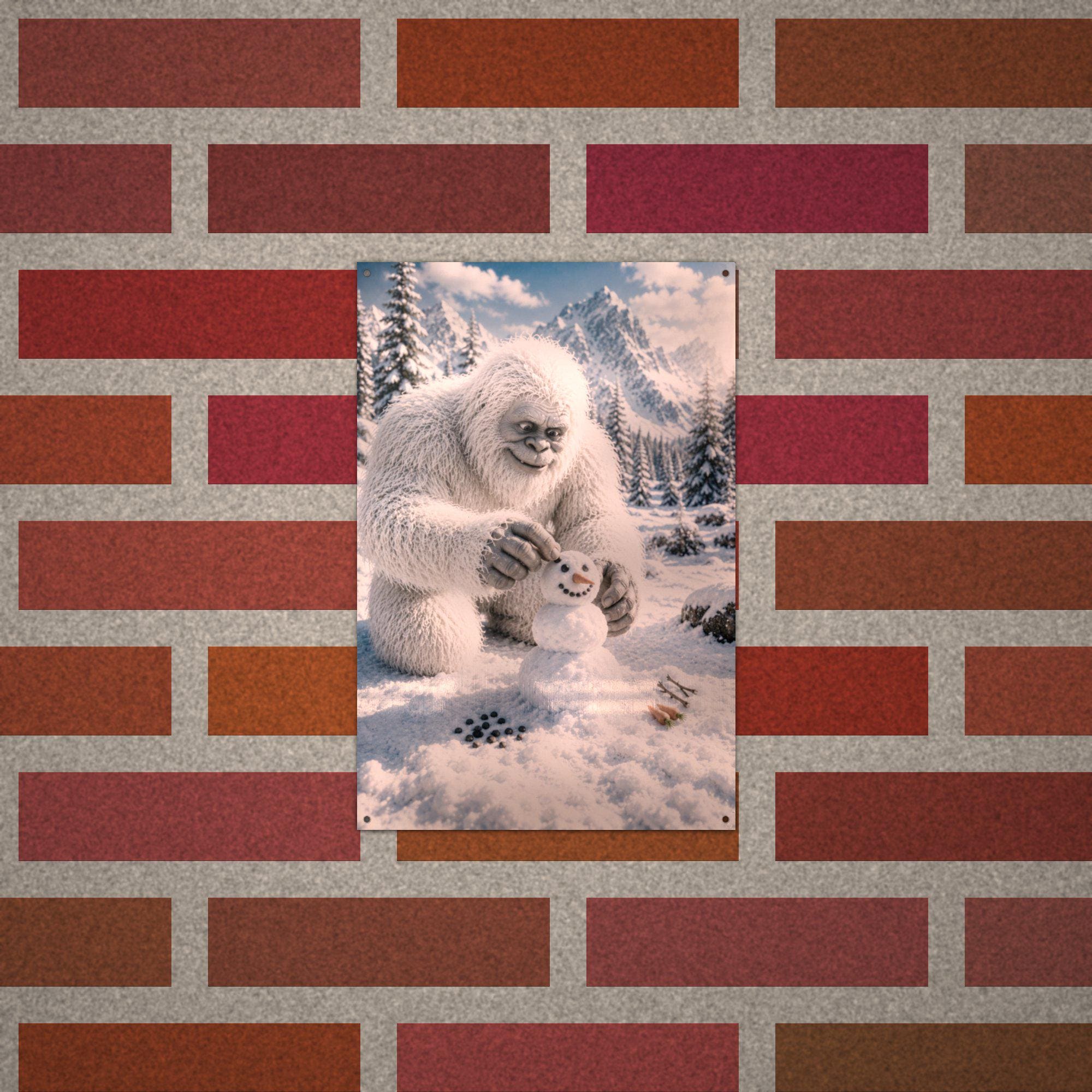 Snowman Builder Yeti Metal Sign Bigfoot Aluminum Sign — alternate angle