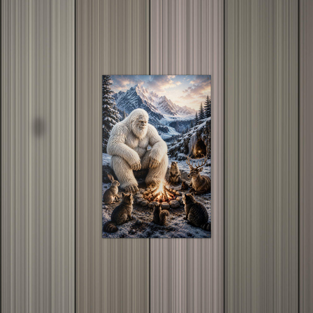 Campfire Cats Yeti Metal Sign Bigfoot Aluminum Sign — alternate angle