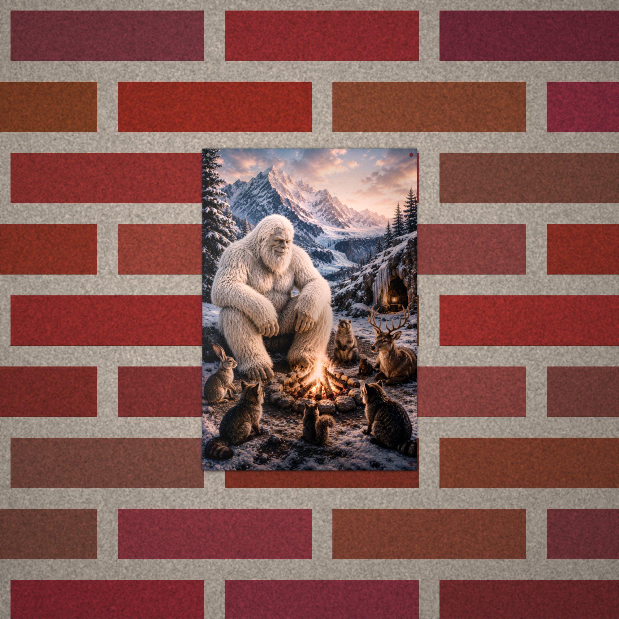 Campfire Cats Yeti Metal Sign Bigfoot Aluminum Sign — alternate angle