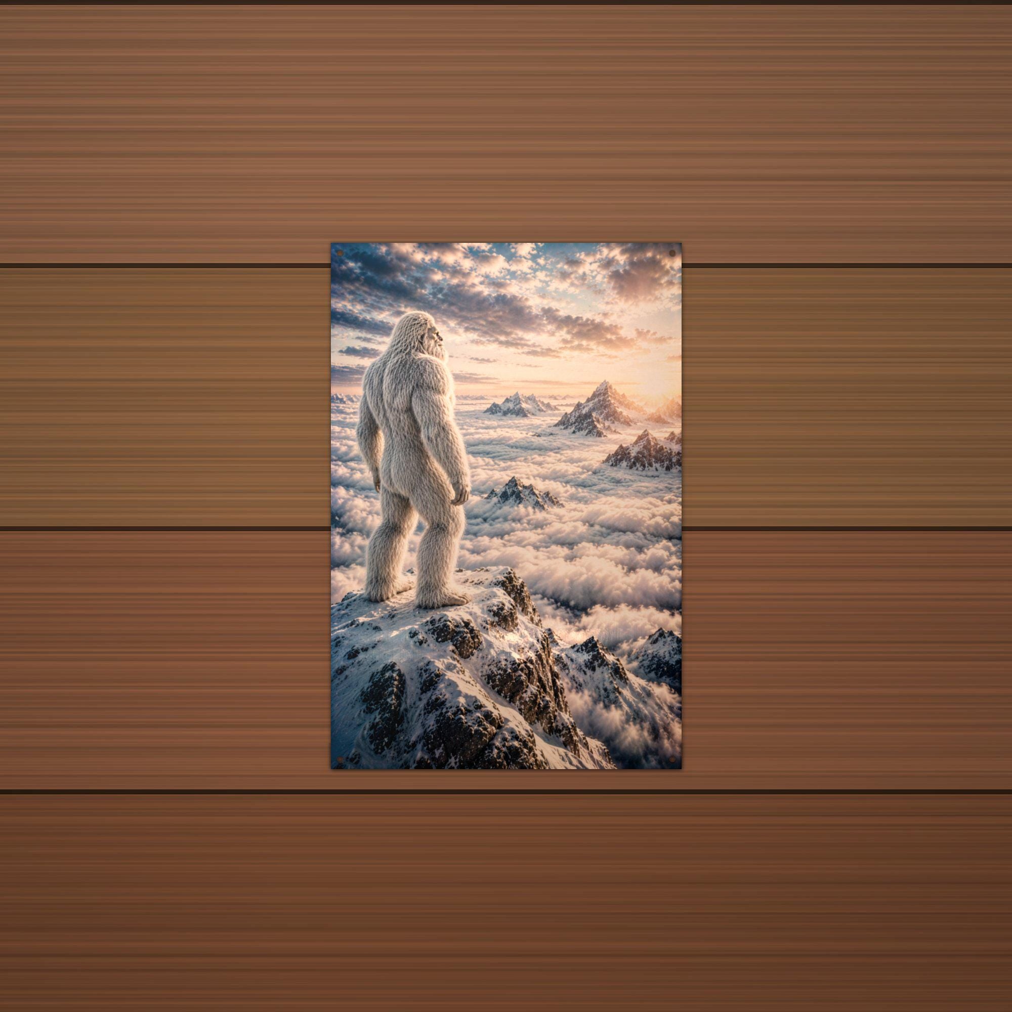 Ridge Sunset Yeti Metal Sign Bigfoot Aluminum Sign — detail view