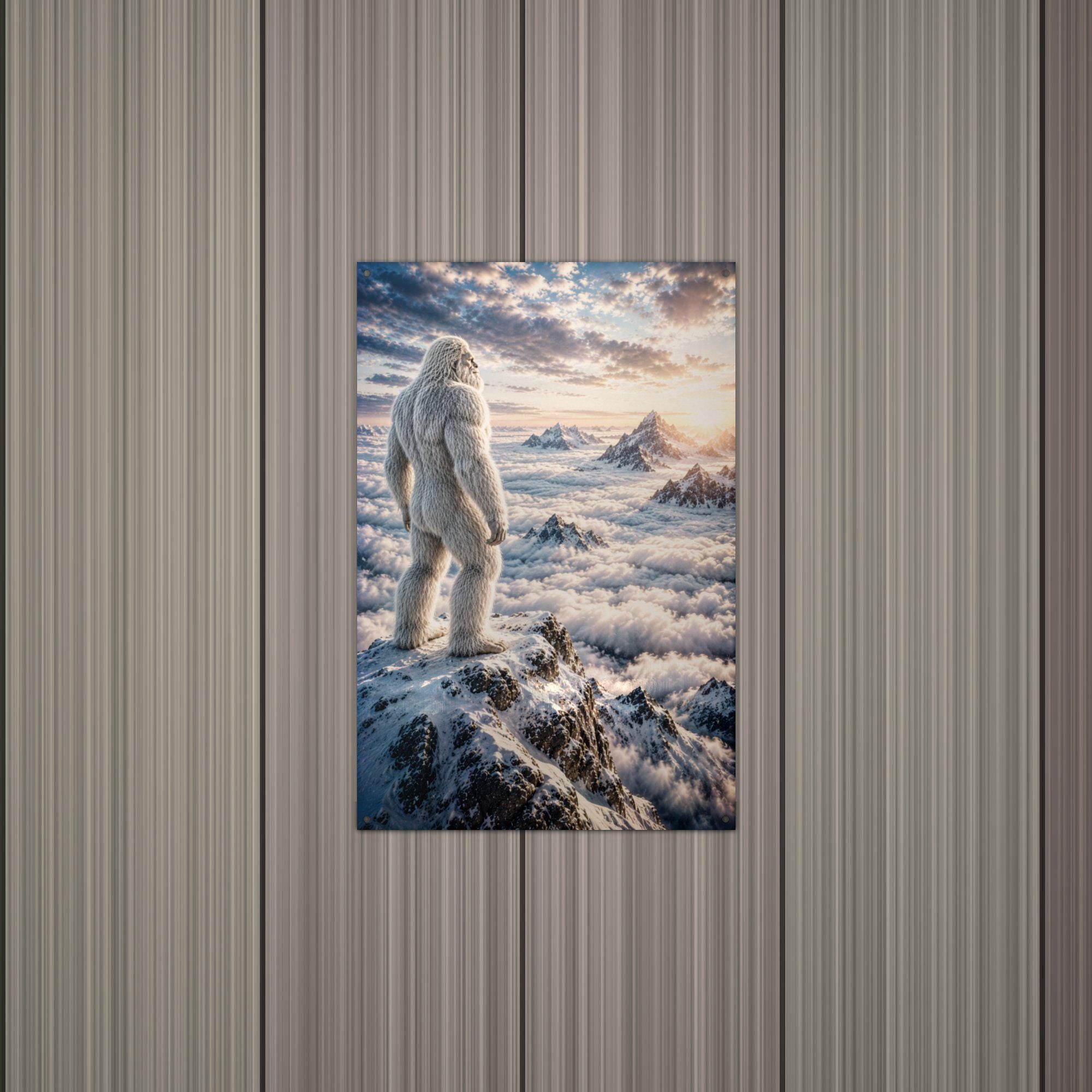 Ridge Sunset Yeti Metal Sign Bigfoot Aluminum Sign — alternate angle