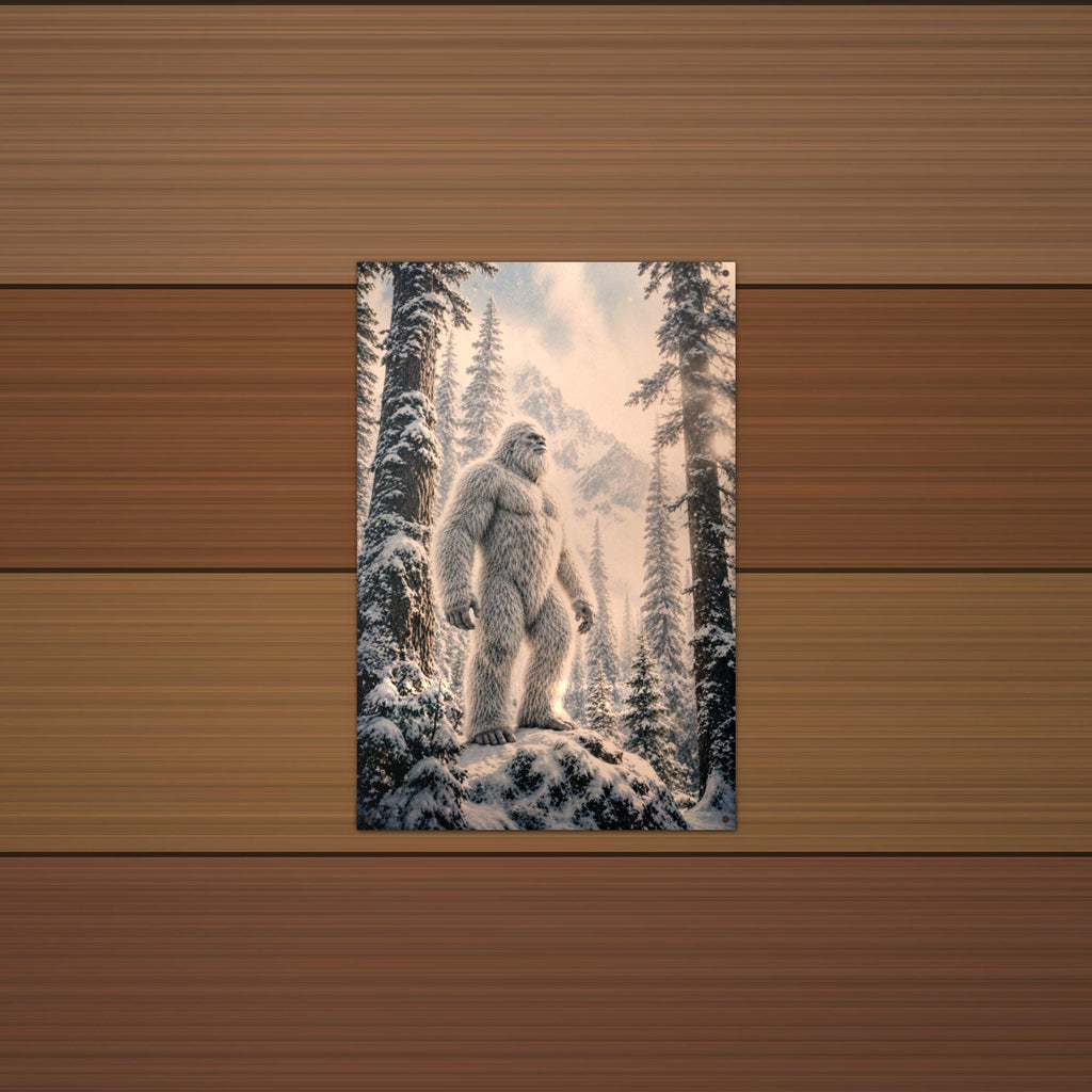 Sunburst Forest Yeti Metal Sign Bigfoot Aluminum Sign — alternate angle