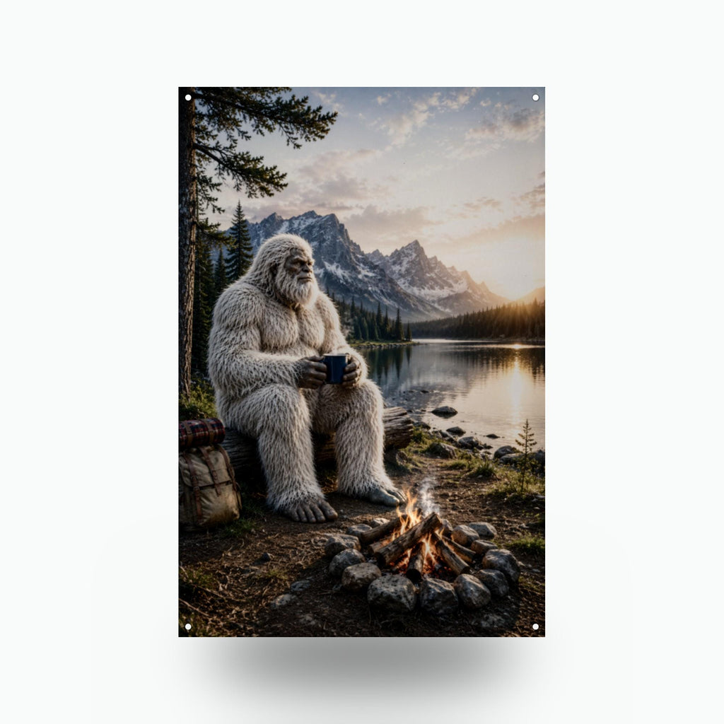 Lakeside Coffee Yeti Metal Sign Bigfoot Aluminum Sign — front view on white background