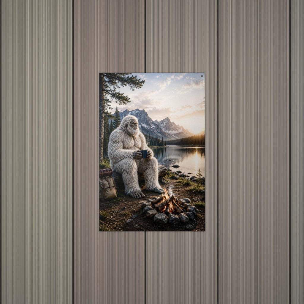 Lakeside Coffee Yeti Metal Sign Bigfoot Aluminum Sign — alternate angle