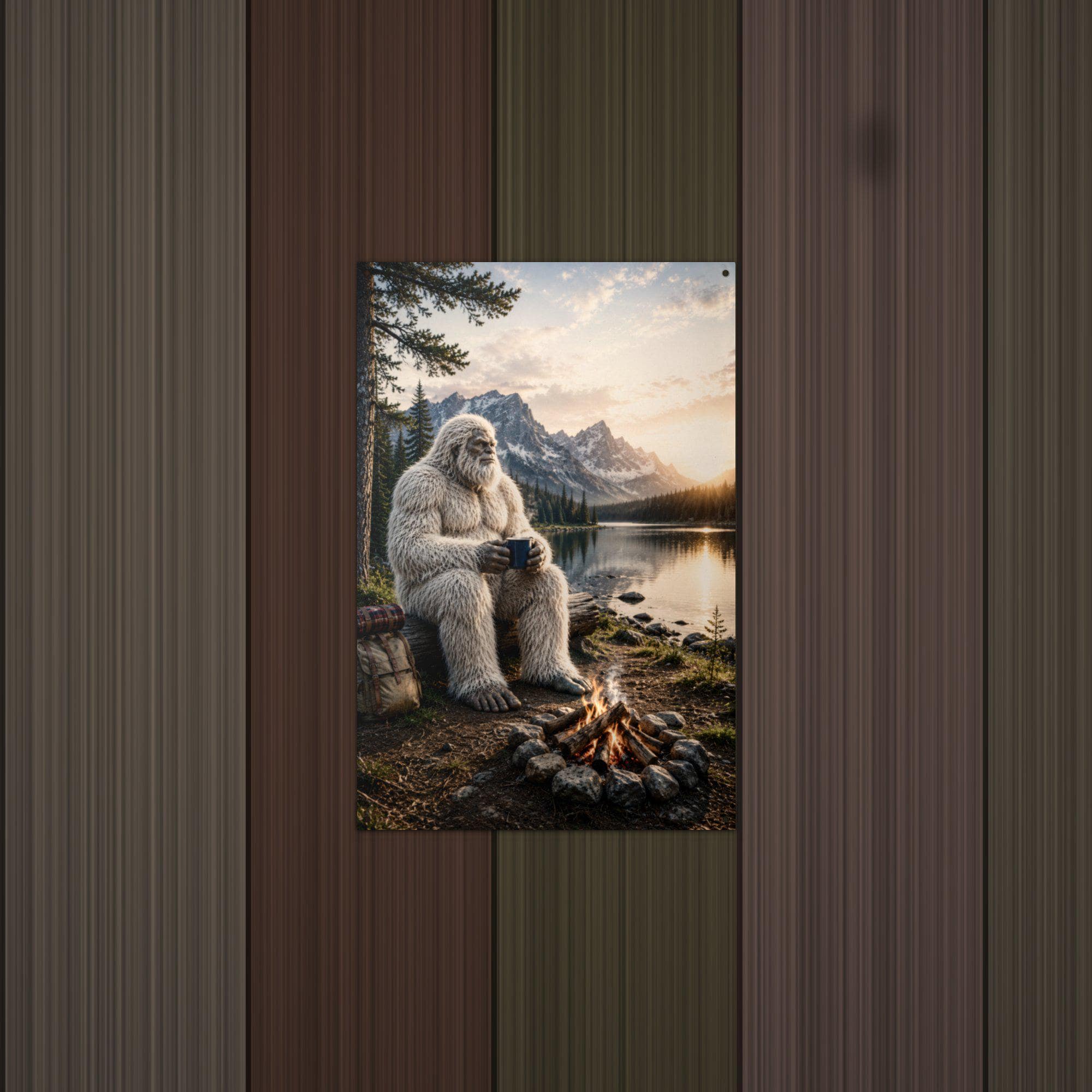 Lakeside Coffee Yeti Metal Sign Bigfoot Aluminum Sign — alternate angle