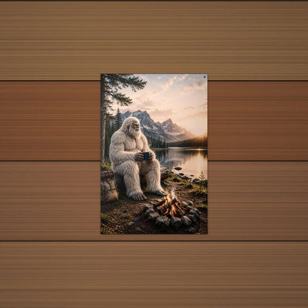 Lakeside Coffee Yeti Metal Sign Bigfoot Aluminum Sign — alternate angle