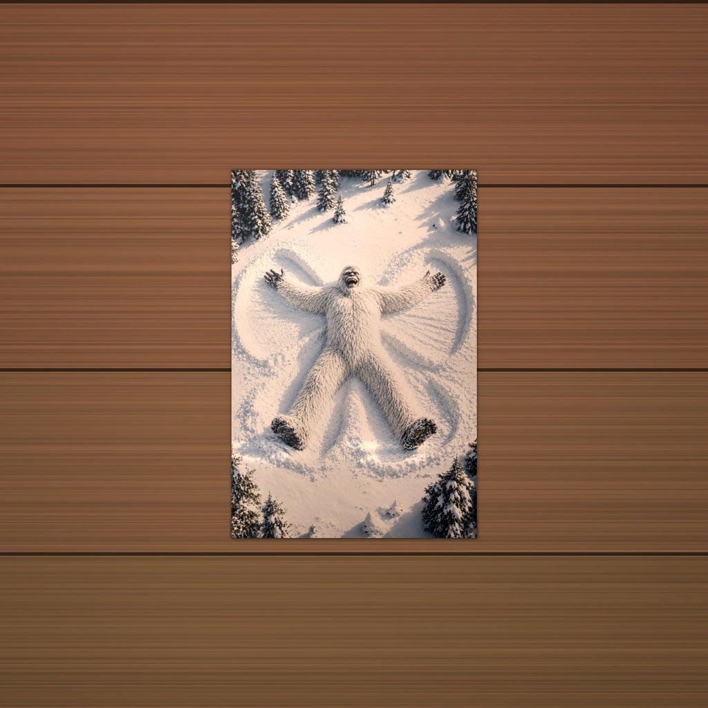 Snow Angel Yeti Metal Sign Bigfoot Aluminum Sign — detail view
