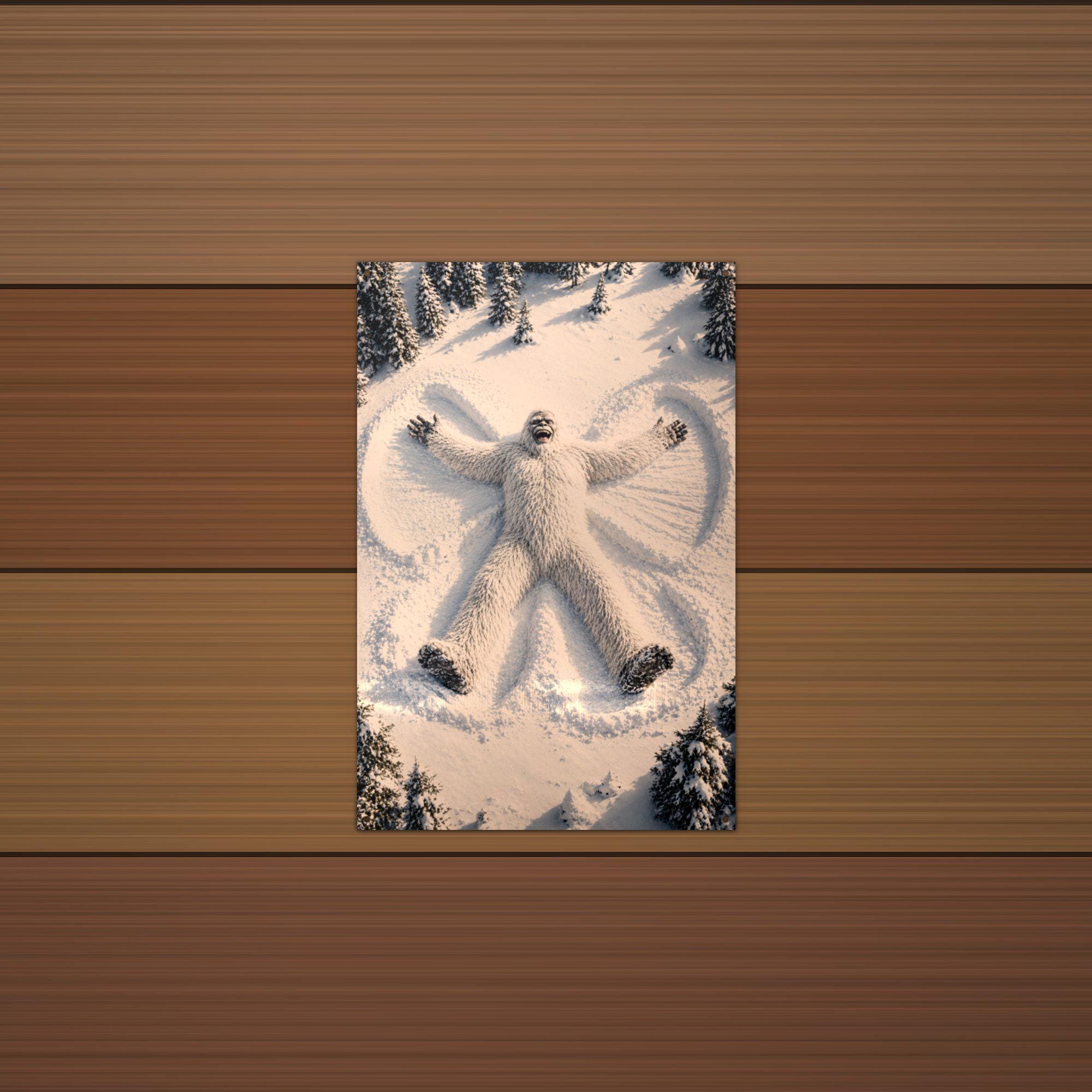 Snow Angel Yeti Metal Sign Bigfoot Aluminum Sign — alternate angle