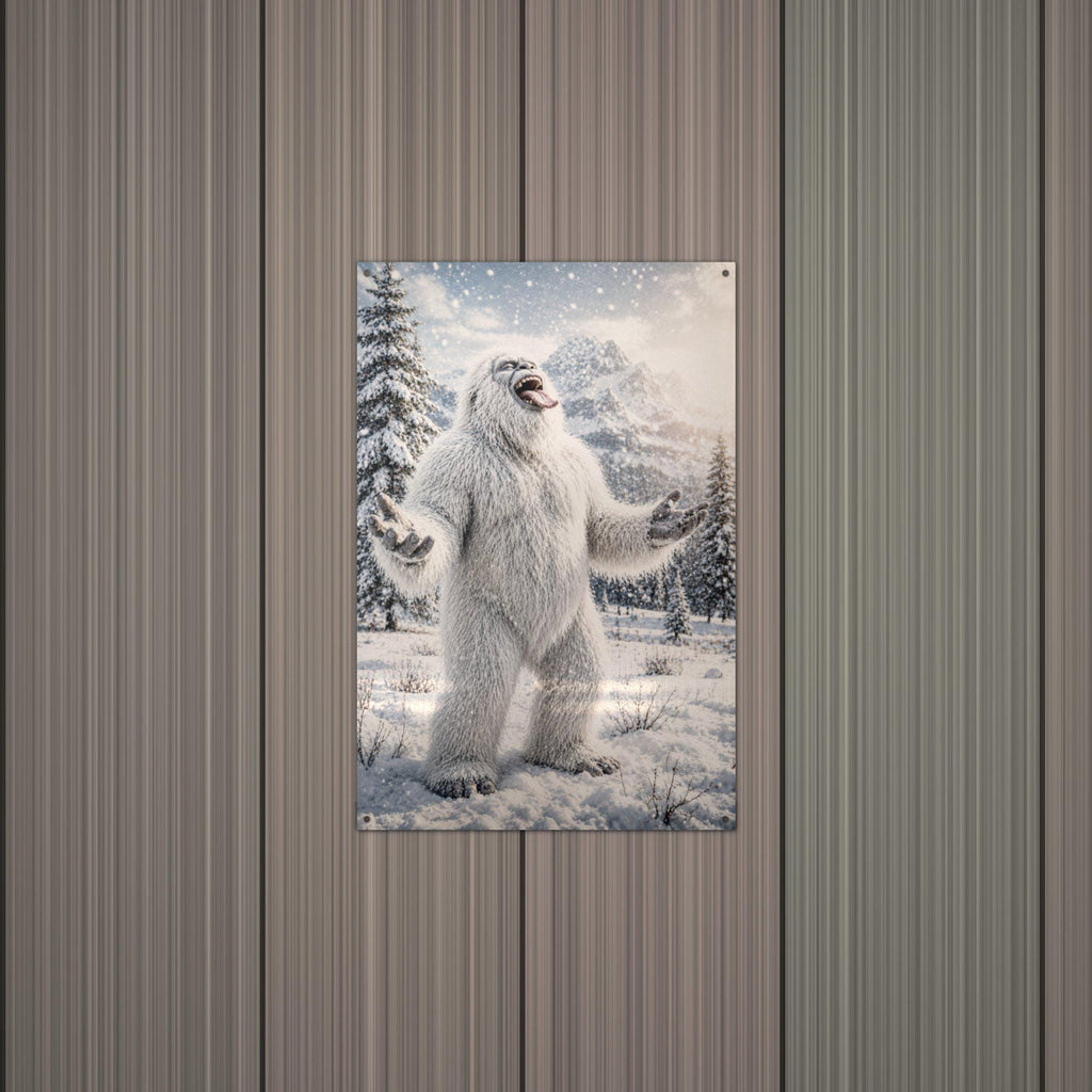 Laughing Yeti Metal Sign Bigfoot Aluminum Sign — alternate angle