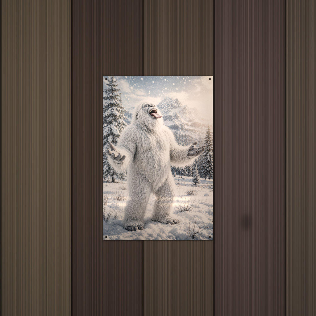Laughing Yeti Metal Sign Bigfoot Aluminum Sign — alternate angle