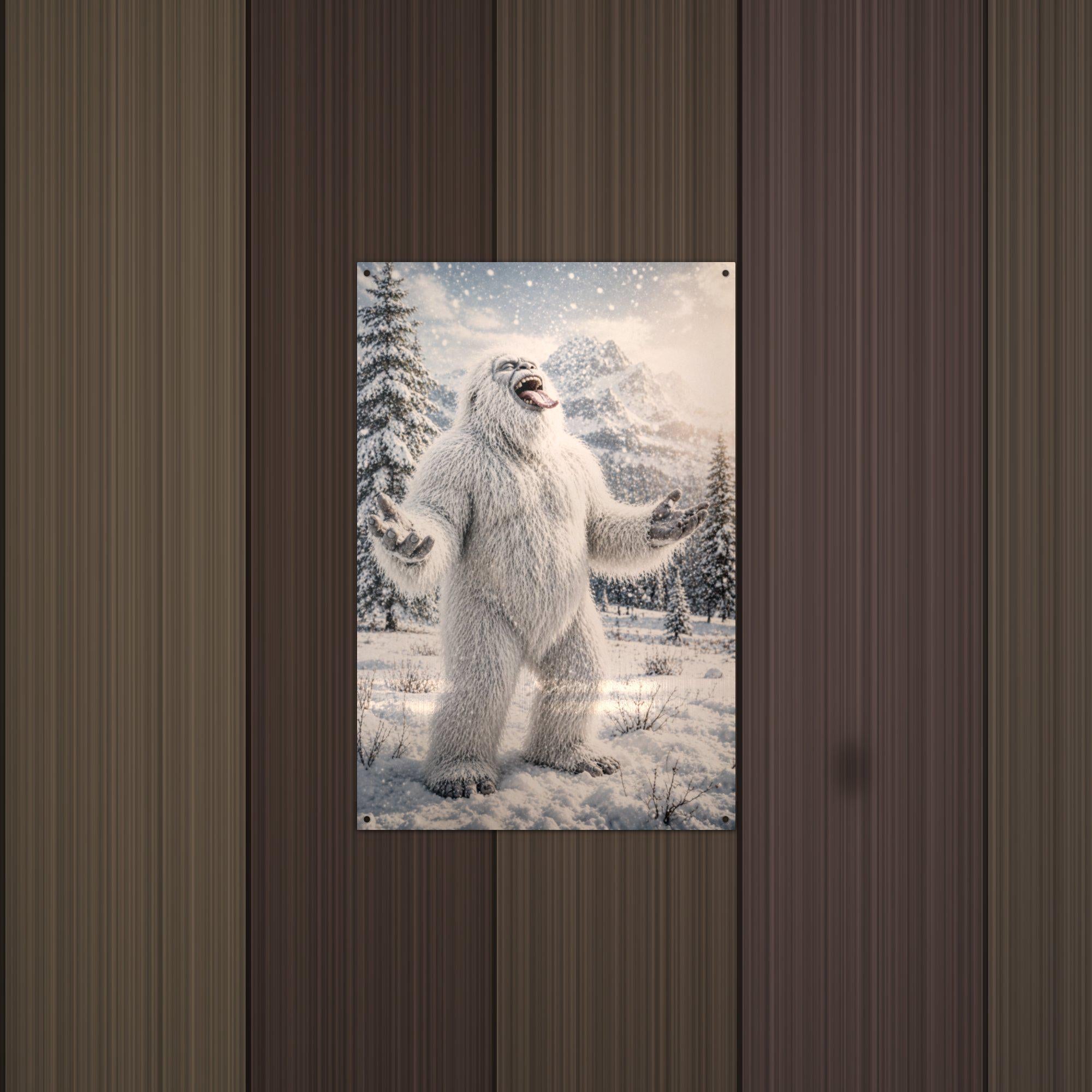 Laughing Yeti Metal Sign Bigfoot Aluminum Sign — alternate angle