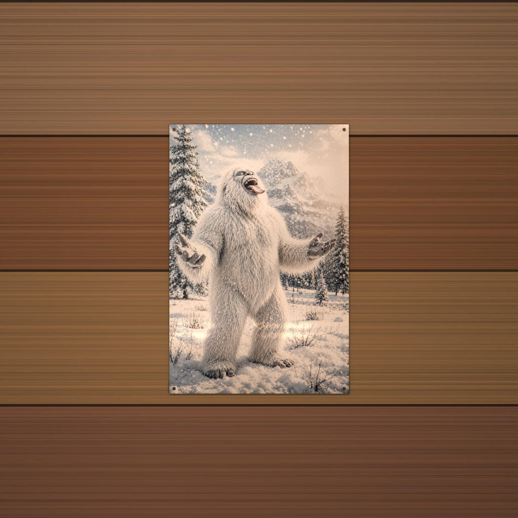 Laughing Yeti Metal Sign Bigfoot Aluminum Sign — alternate angle