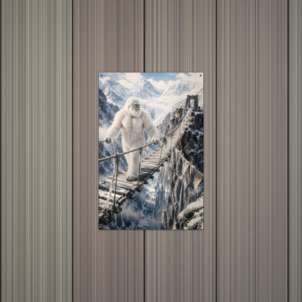 Rope Bridge Yeti Metal Sign Bigfoot Aluminum Sign — alternate angle