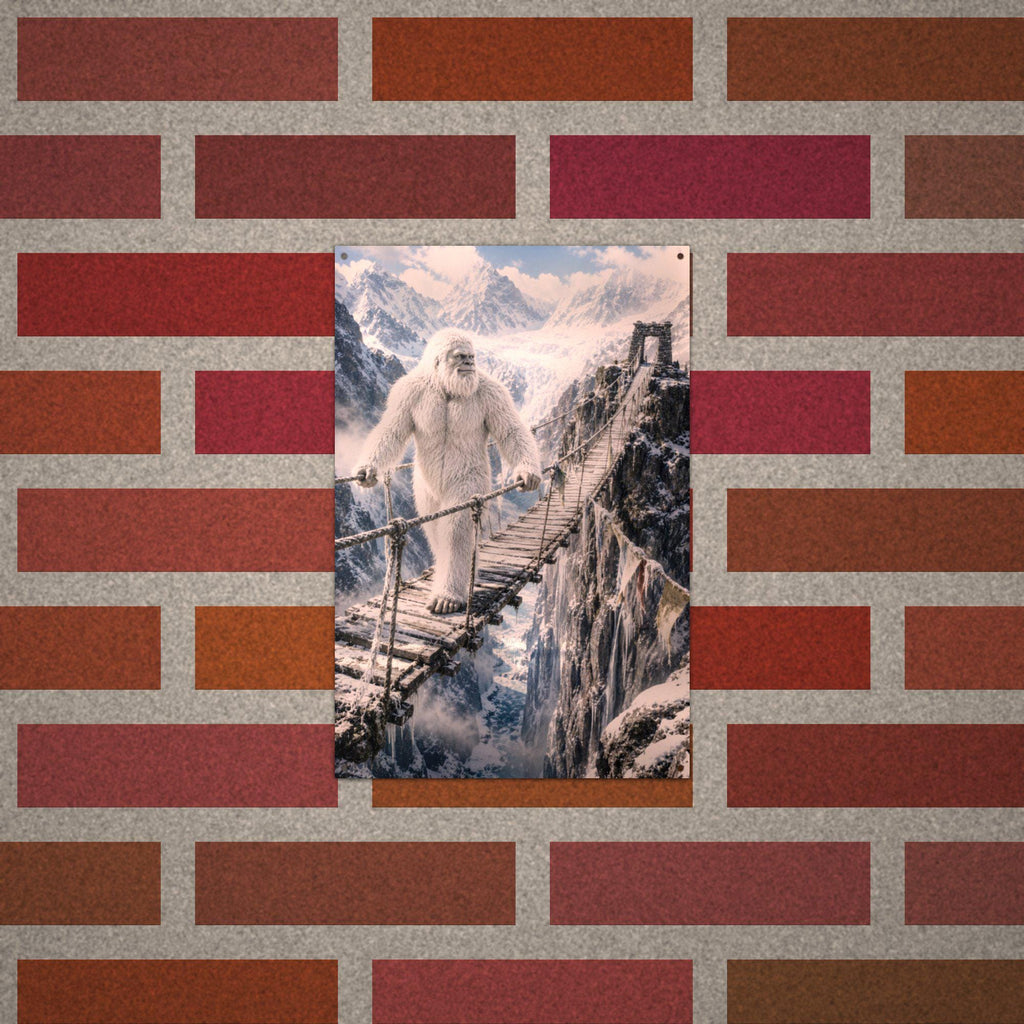 Rope Bridge Yeti Metal Sign Bigfoot Aluminum Sign — alternate angle