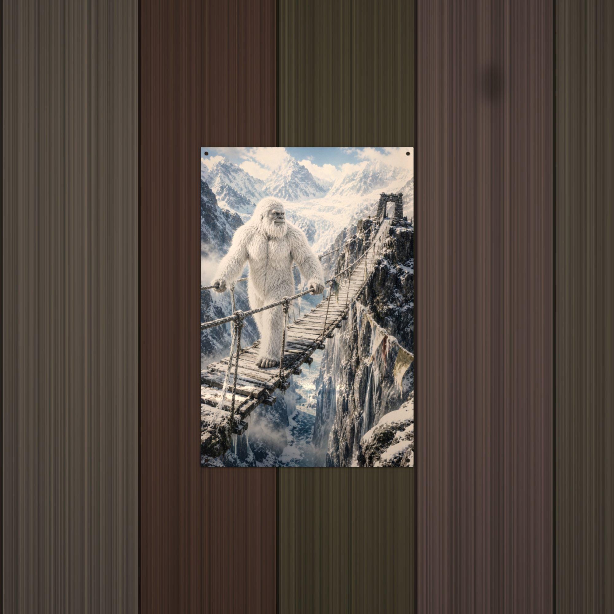 Rope Bridge Yeti Metal Sign Bigfoot Aluminum Sign — alternate angle
