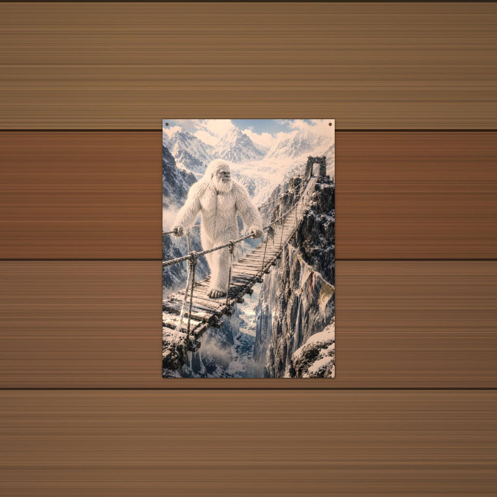Rope Bridge Yeti Metal Sign Bigfoot Aluminum Sign — alternate angle