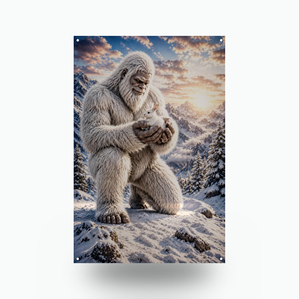 Gentle Yeti Metal Sign Bigfoot Aluminum Sign — front view on white background