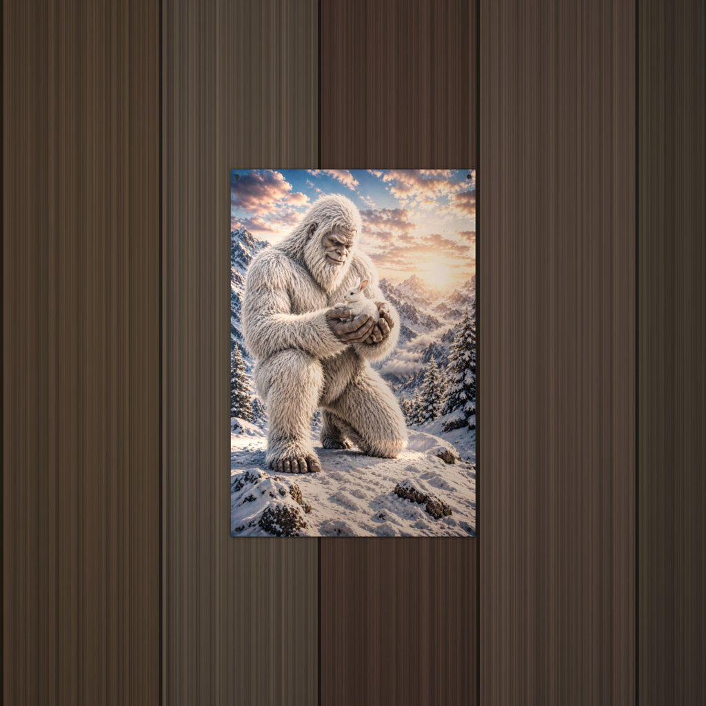Gentle Yeti Metal Sign Bigfoot Aluminum Sign — lifestyle setting