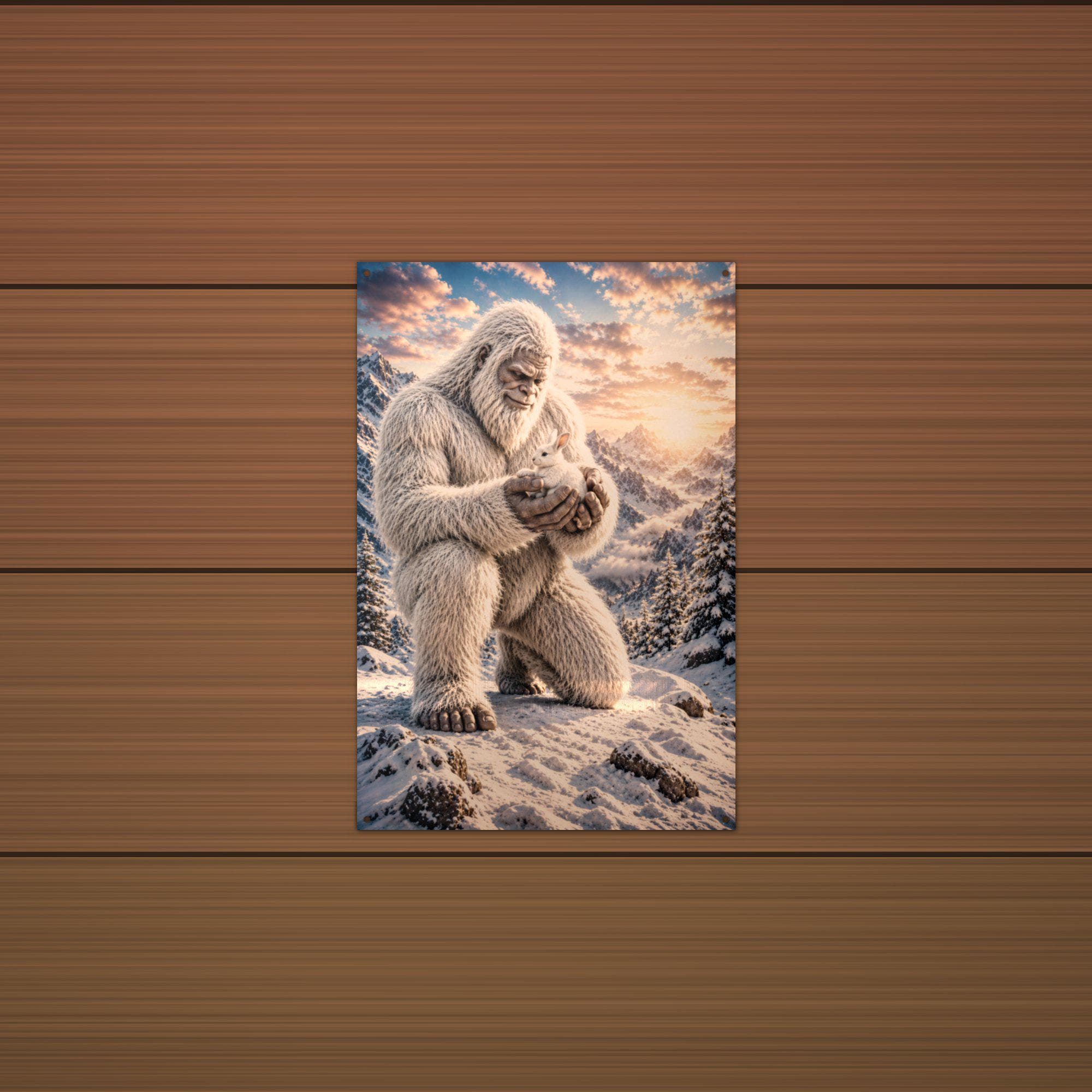 Gentle Yeti Metal Sign Bigfoot Aluminum Sign — detail view