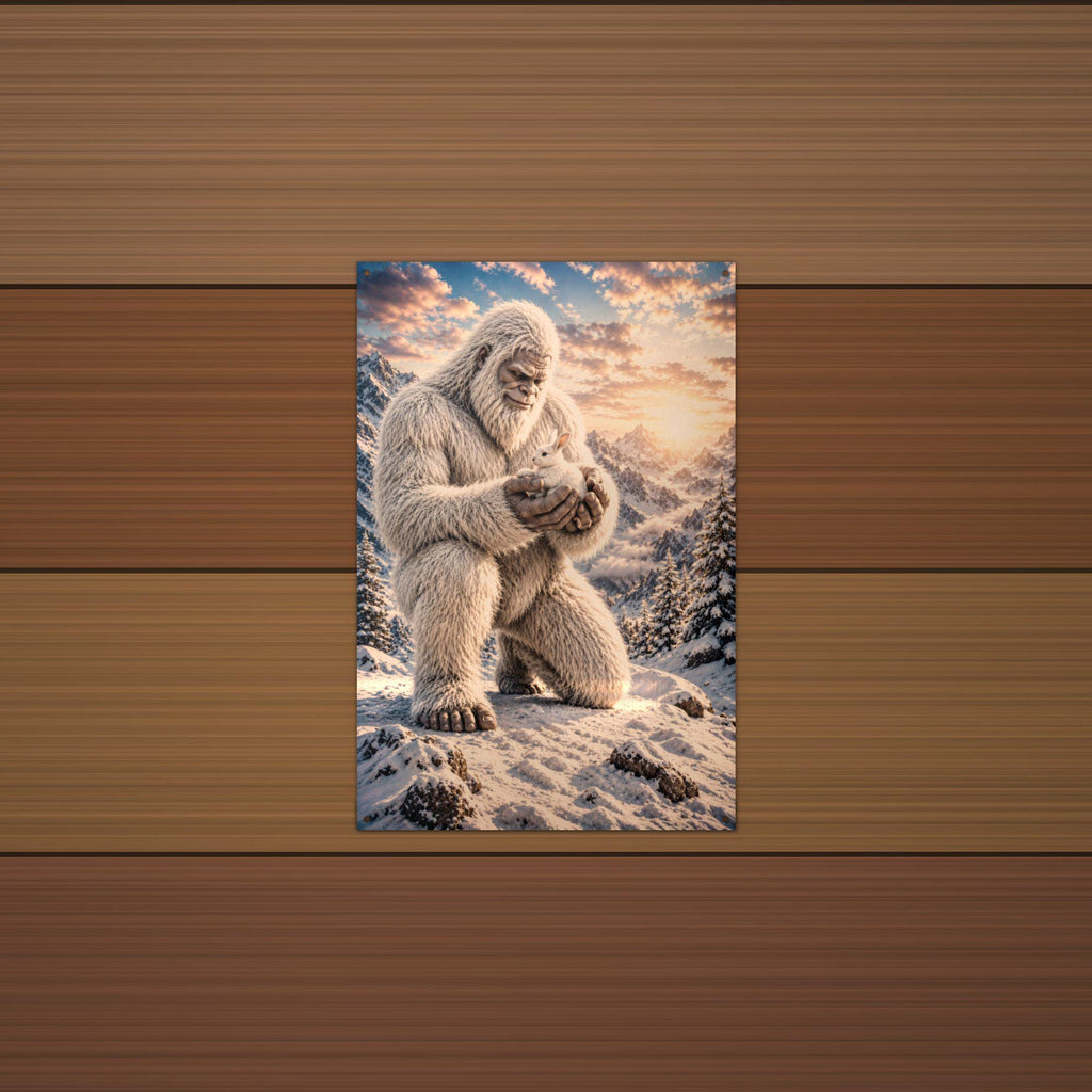 Gentle Yeti Metal Sign Bigfoot Aluminum Sign — alternate angle