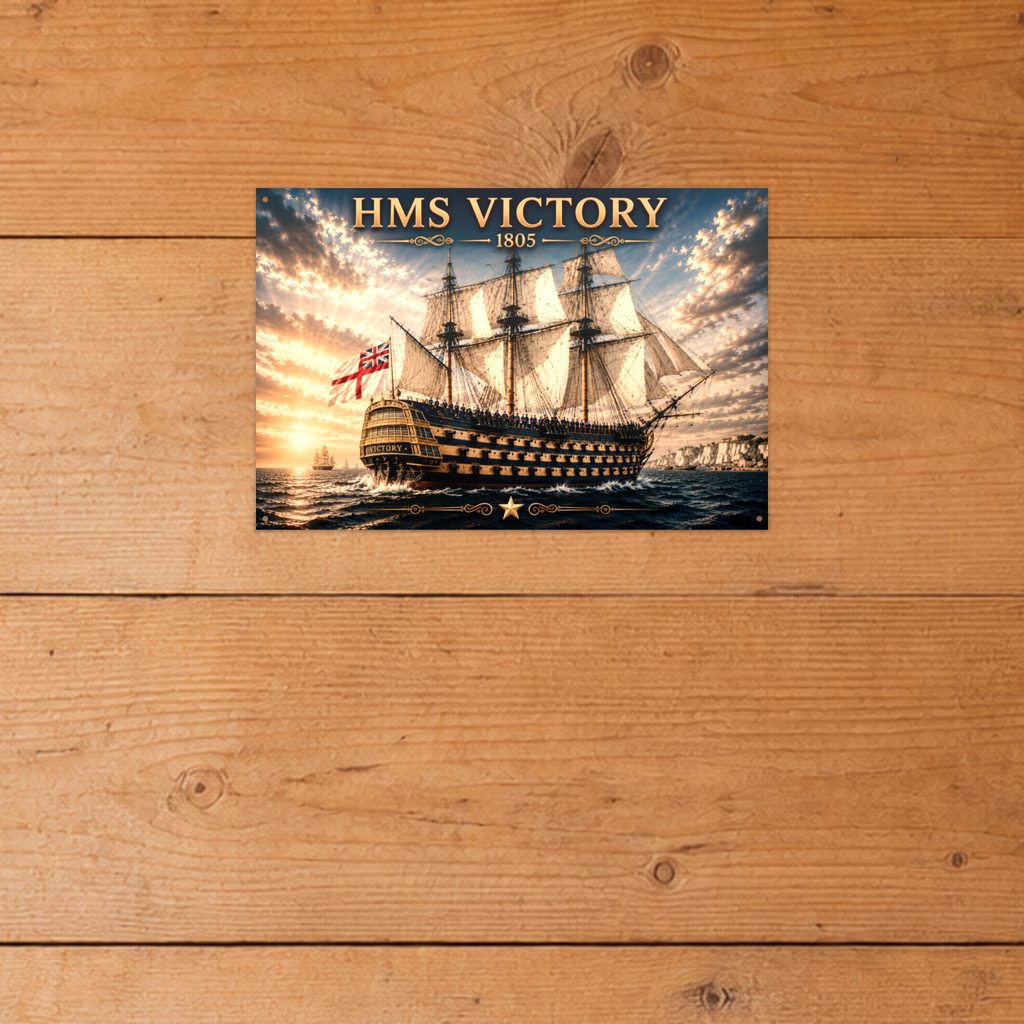 HMS Victory Tall Ship Metal Wall Art, Royal Navy | 12x8 Aluminum | Nautical Gift, Maritime Decor