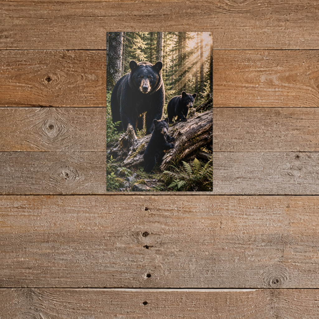 Forest Sunbeams Bear Metal Wall Art, Wildlife Sign | 8x12 Aluminum | Cabin Decor, Bear Lover Gift