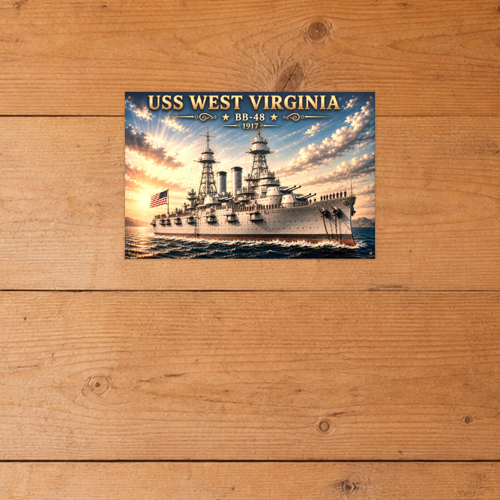 USS West Virginia Battleship Metal Wall Art, US Navy | 12x8 Aluminum | Veteran Gift, Military Decor