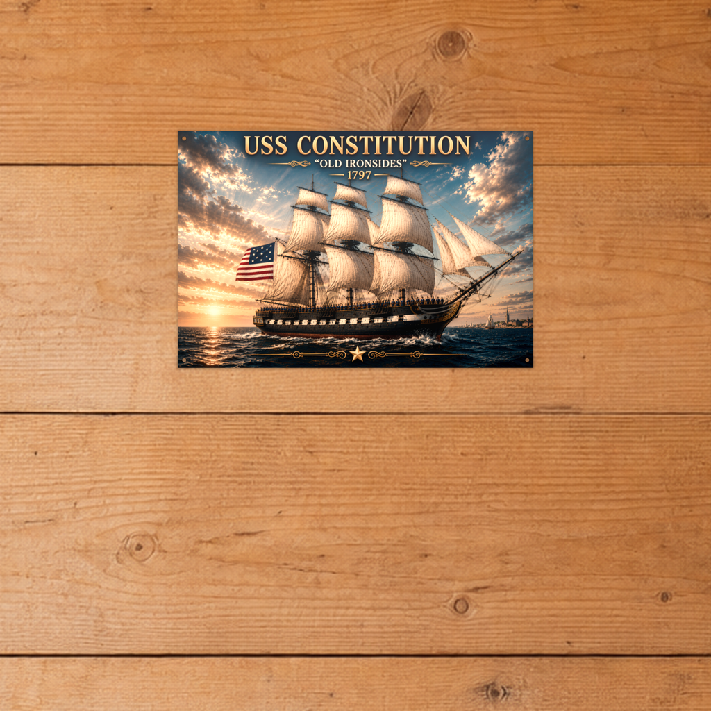 USS Constitution Metal Wall Art, US Navy Frigate | 12x8 Aluminum | Veteran Gift, Naval Decor