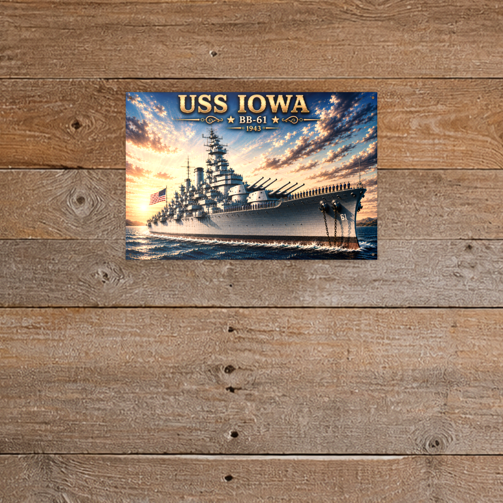 USS Iowa Battleship Metal Wall Art, US Navy | 12x8 Aluminum | Veteran Gift, Military Decor