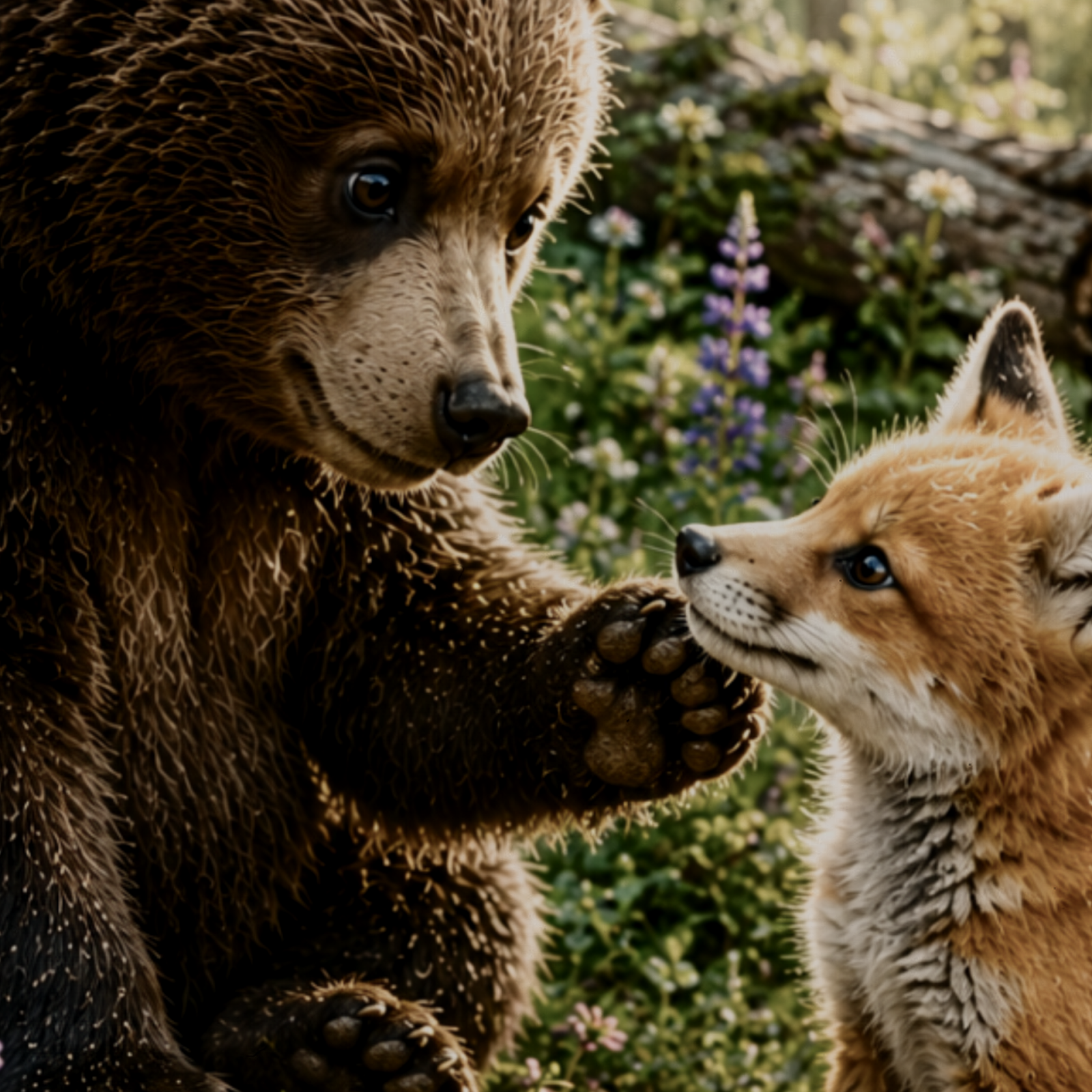 Bear and Fox Bear Metal Wall Art, Wildlife Sign | 8x12 Aluminum | Cabin Decor, Bear Lover Gift