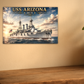 USS Arizona Battleship Metal Wall Art, US Navy | 12x8 Aluminum | Veteran Gift, Military Decor