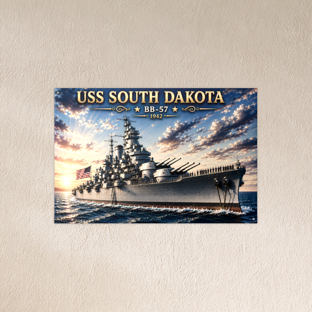 USS South Dakota Battleship Metal Wall Art, US Navy | 12x8 Aluminum | Veteran Gift, Military Decor