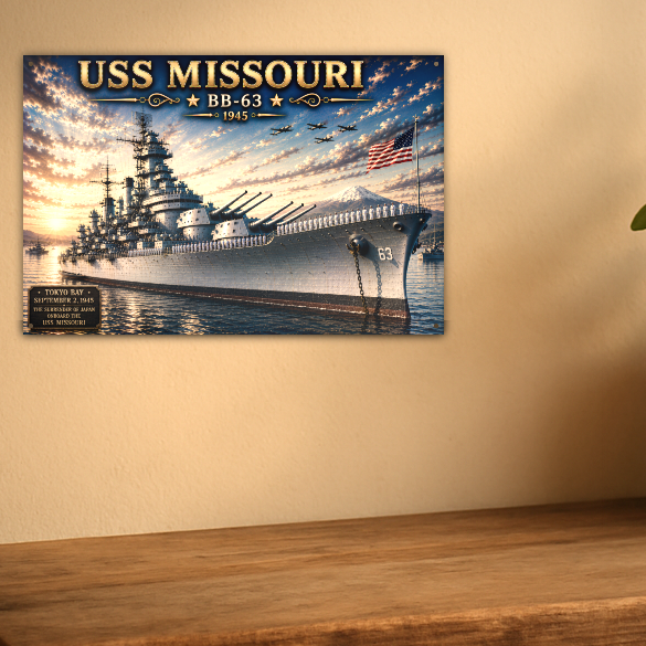 USS Missouri Battleship Metal Wall Art, US Navy | 12x8 Aluminum | Veteran Gift, Military Decor