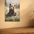 Cub and Butterflies Bear Metal Wall Art, Wildlife Sign | 8x12 Aluminum | Cabin Decor, Bear Lover Gift